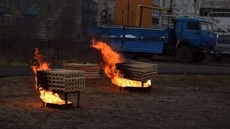 Огневые испытания порошковых огнетушителей 30 января 2012 года