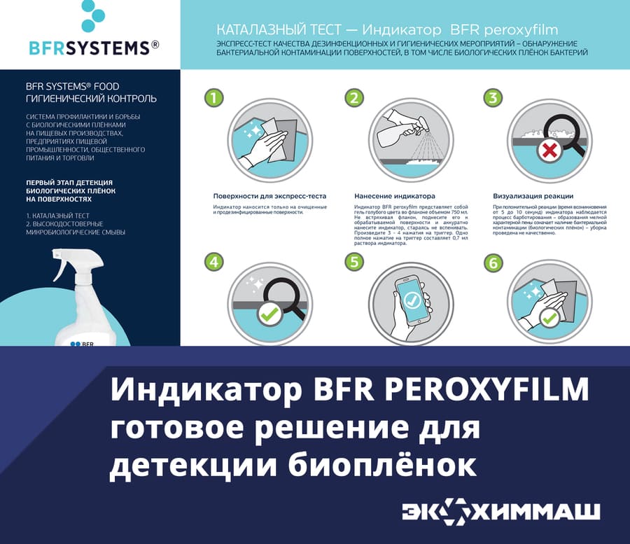 Индикатор биопленки на поверхностях в пищевом производстве